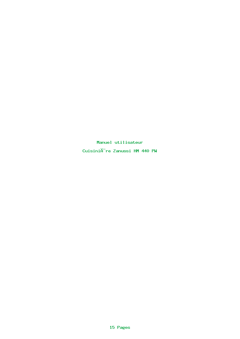 Page 1 de la notice Manuel utilisateur Zanussi HM 440 PW