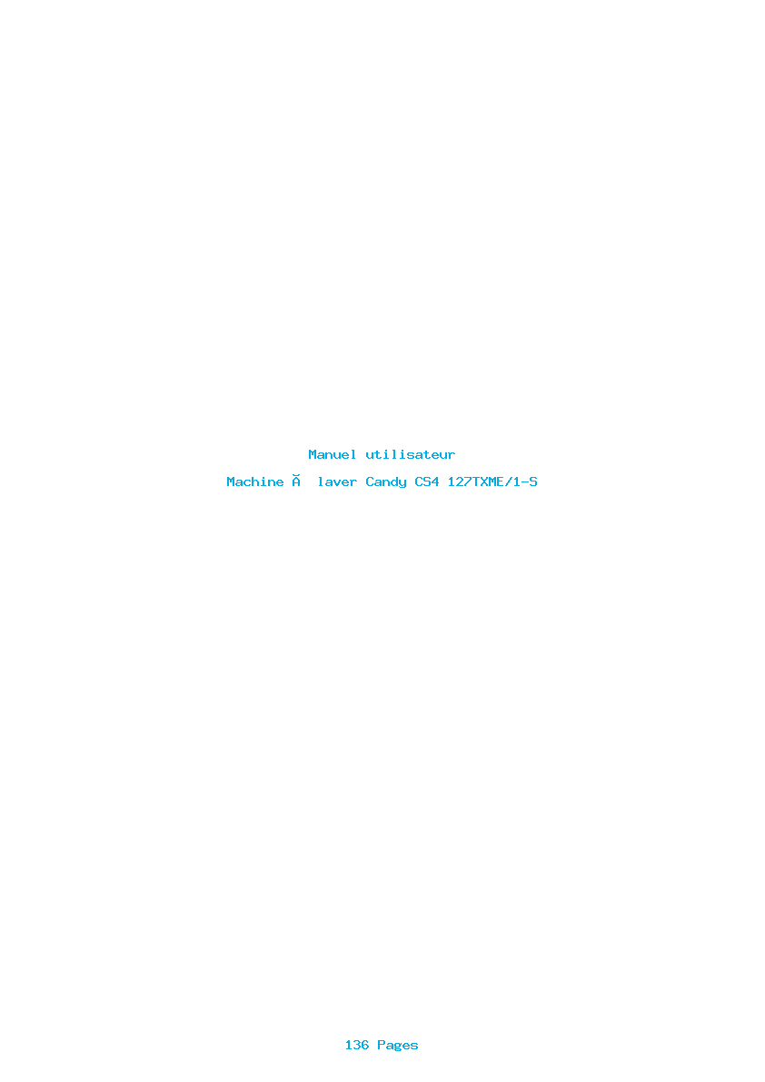 Page 1 de la notice Manuel utilisateur Candy CS4 127TXME/1-S