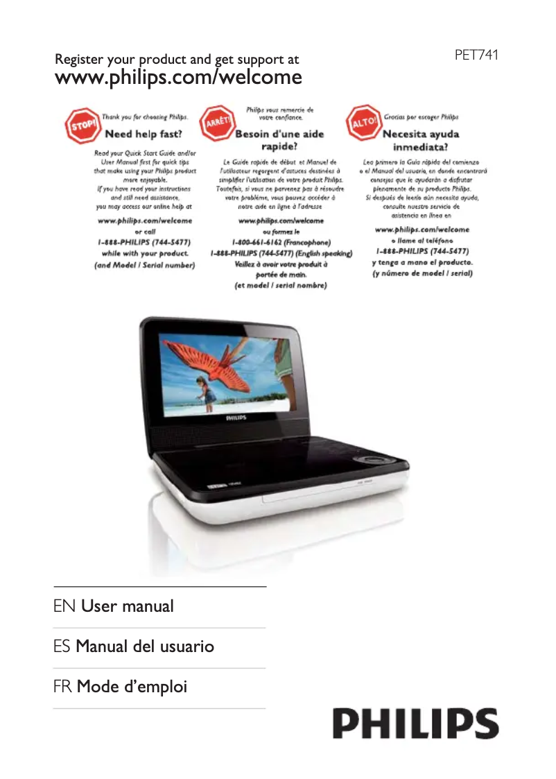Página 1 del manual Manual de usuario Philips PET741T