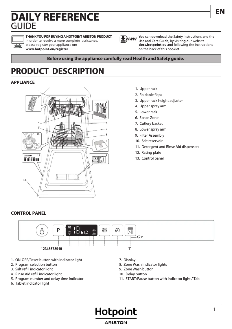 Página 1 del manual Manual de usuario Hotpoint Ariston HSIC 3T127