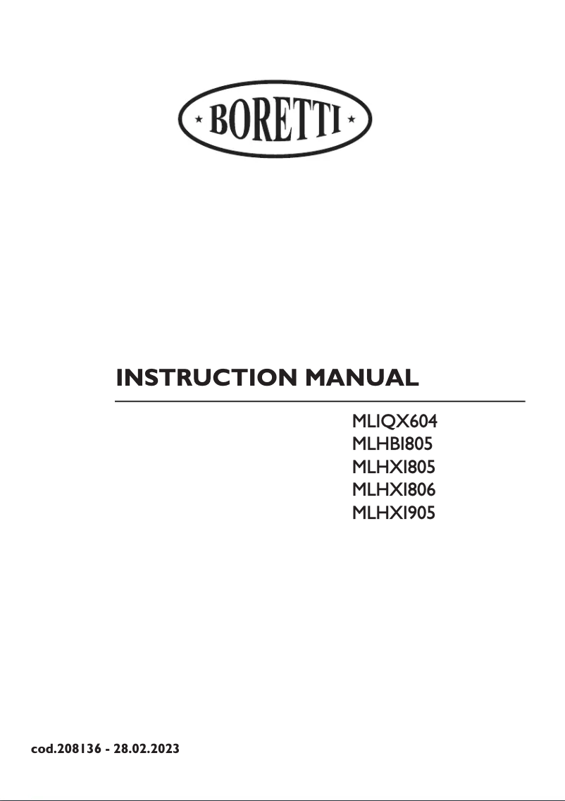 Page 1 de la notice Manuel utilisateur Boretti MLHXI806