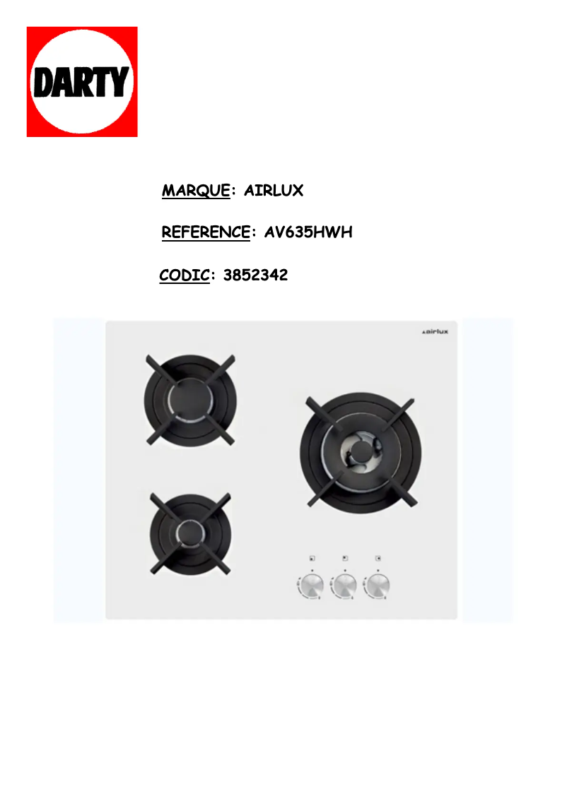 Page 1 of the manual User Manual Airlux AV635HWH