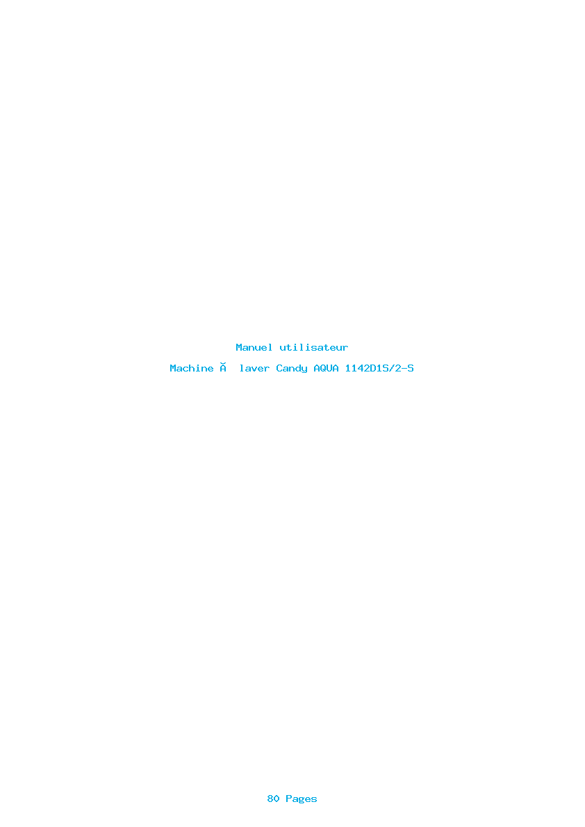 Page 1 de la notice Manuel utilisateur Candy AQUA 1142D1S/2-S
