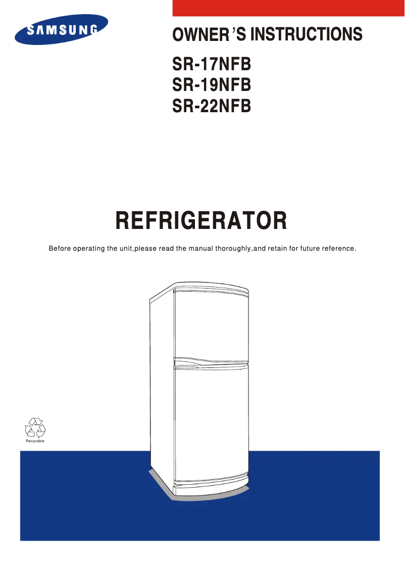 Page 1 de la notice Manuel utilisateur Samsung SR19BVRGHL
