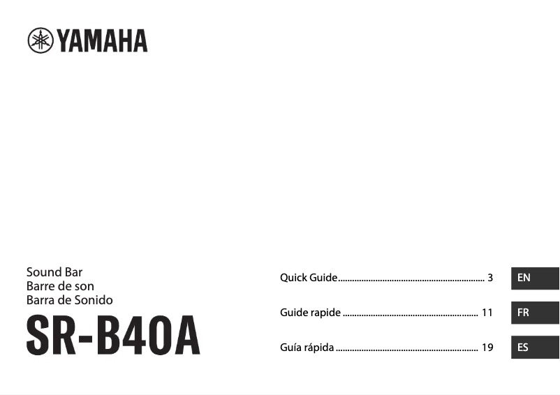 Page 1 of the manual Quick Start Guide Yamaha SR-B40A