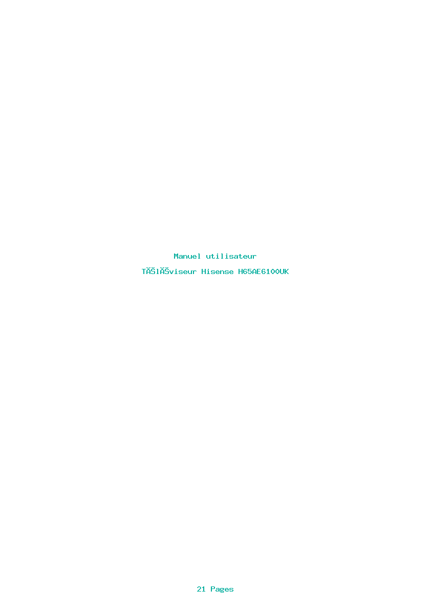 Page 1 de la notice Manuel utilisateur Hisense H65AE6100UK
