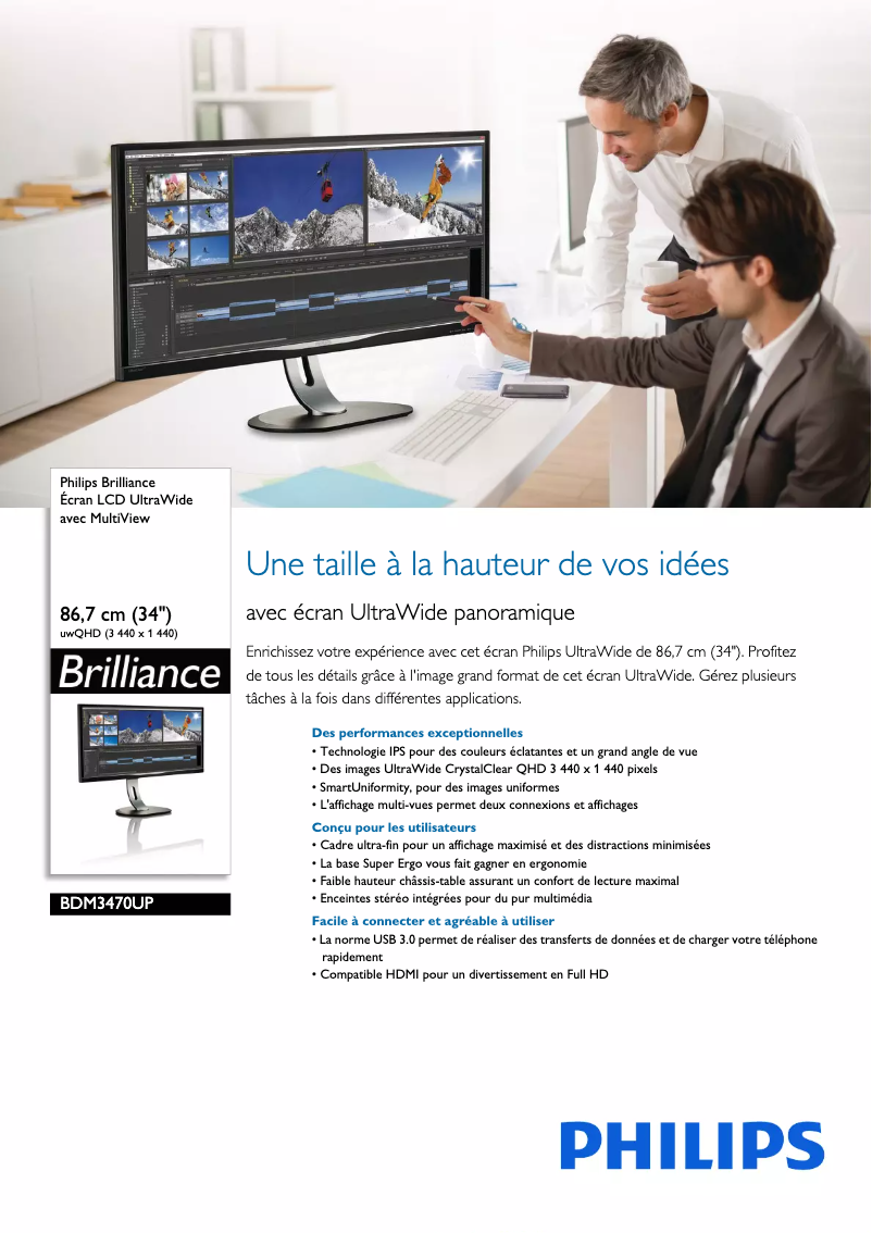 Página 1 del manual Ficha técnica Philips BDM3470UP