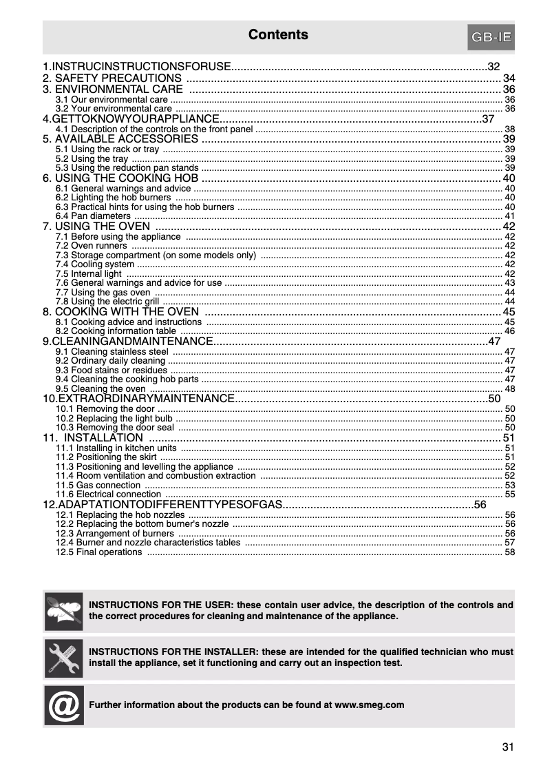 Page 1 de la notice Manuel utilisateur Smeg C91GVXI-1