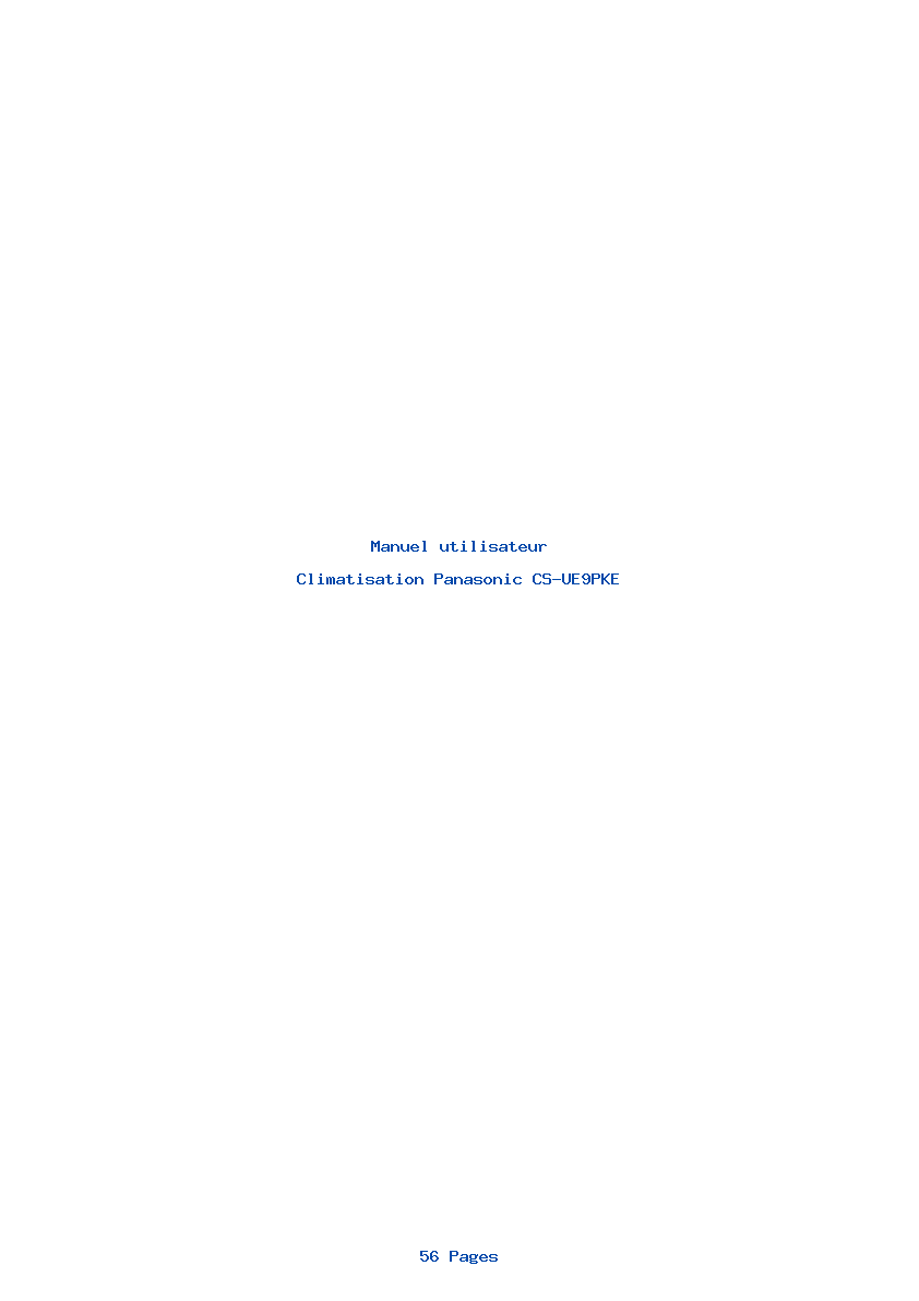 Page 1 de la notice Manuel utilisateur Panasonic CS-UE9PKE