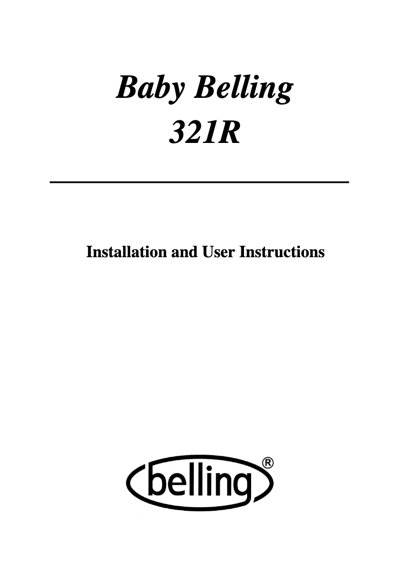 Page 1 de la notice Manuel utilisateur Belling Baby 321R