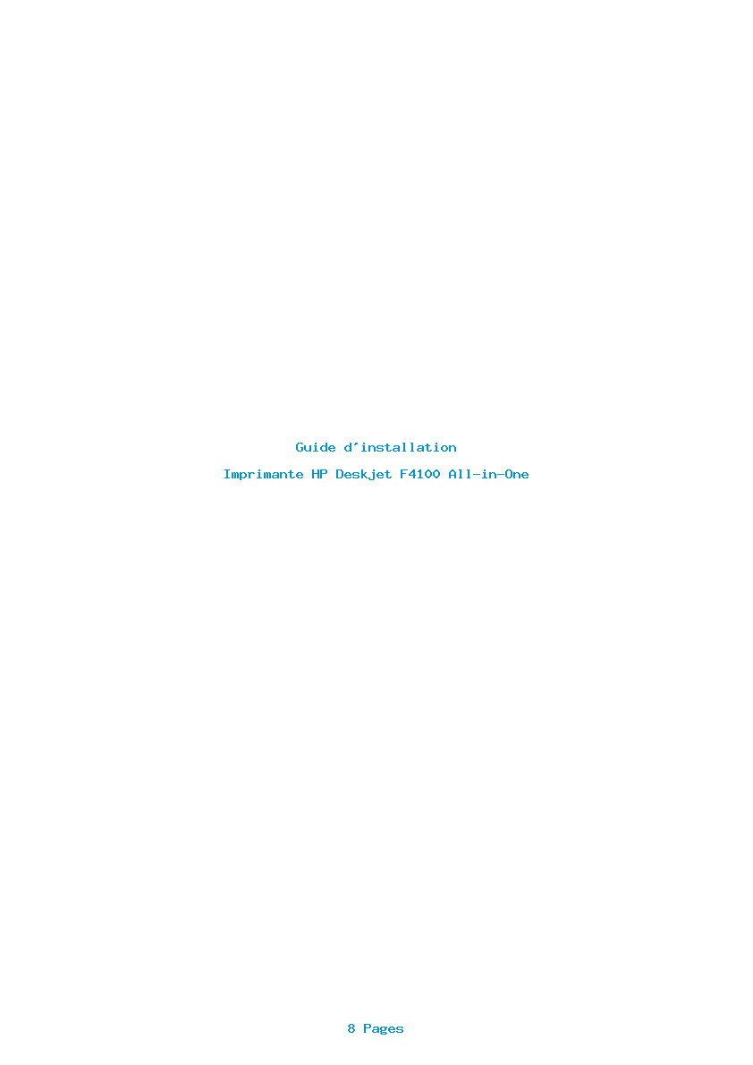 Page 1 de la notice Guide d'installation HP Deskjet F4100 All-in-One