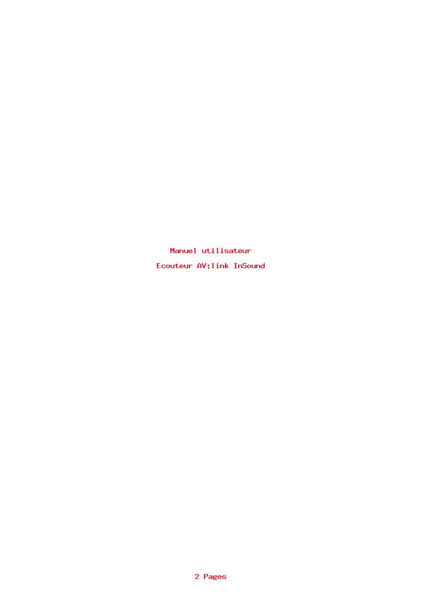 Page 1 de la notice Manuel utilisateur AV:link InSound