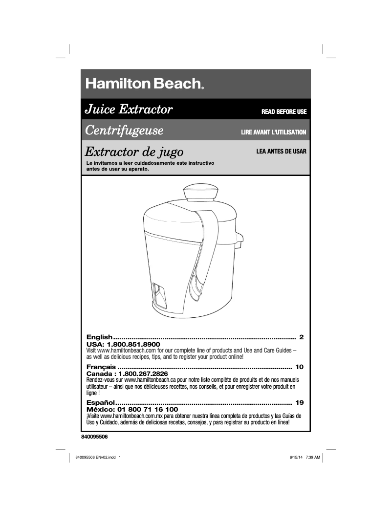 Página 1 del manual Manual de usuario Hamilton Beach HealthSmart 67800