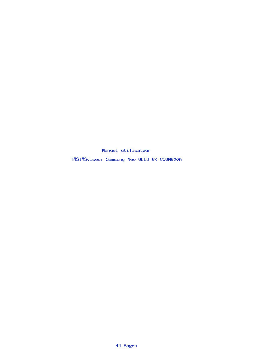 Page 1 de la notice Manuel utilisateur Samsung Neo QLED 8K 85QN800A