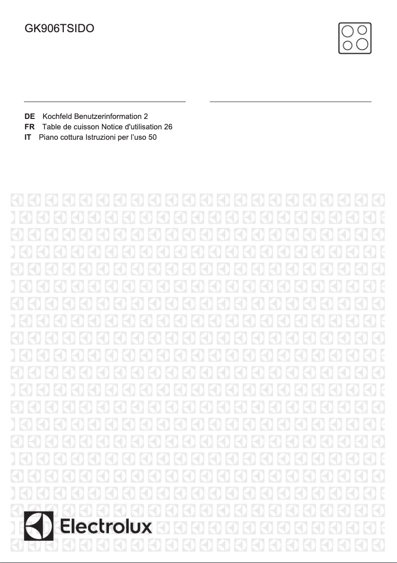 Page 1 de la notice Manuel utilisateur Electrolux GK906TSIDO