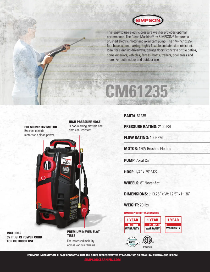 Página 1 del manual Ficha técnica Simpson CM61235