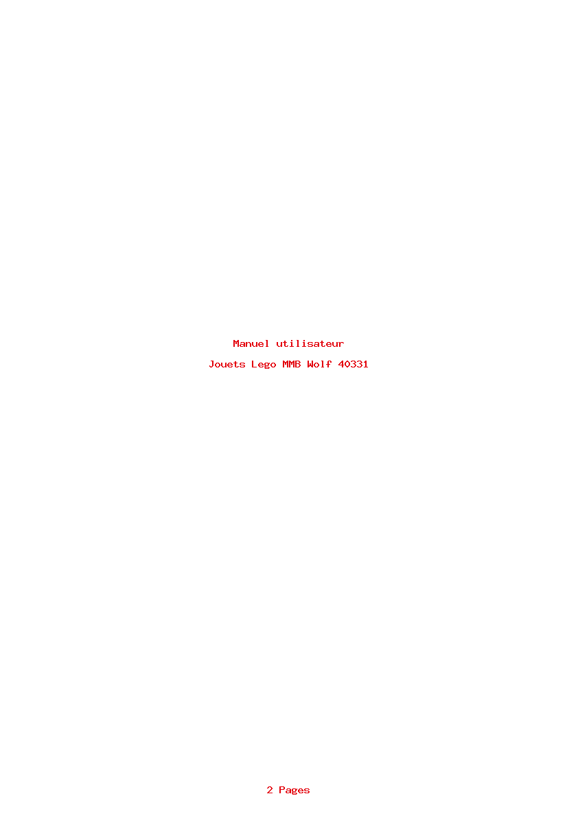 Page 1 de la notice Manuel utilisateur Lego MMB Wolf 40331