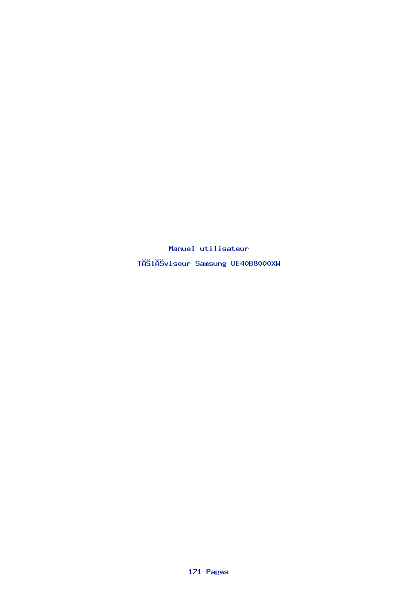 Page 1 de la notice Manuel utilisateur Samsung UE40B8000XW