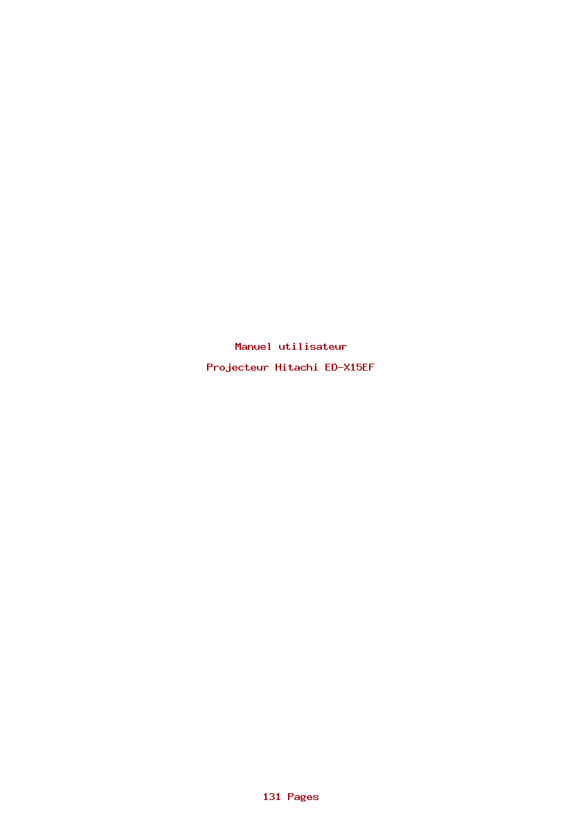 Page 1 de la notice Manuel utilisateur Hitachi ED-X15EF