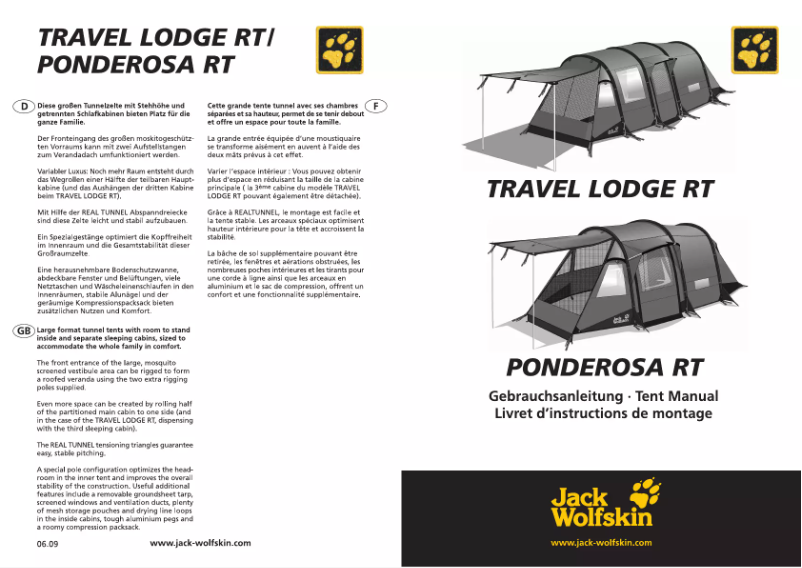 Page 1 of the manual User Manual Jack Wolfskin Ponderosa RT
