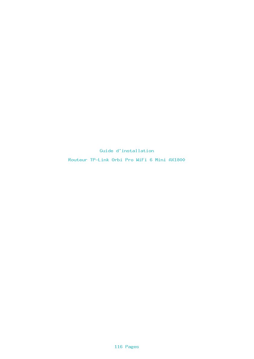 Page 1 de la notice Guide d'installation TP-Link Orbi Pro WiFi 6 Mini AX1800