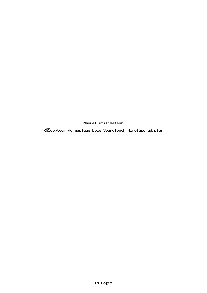 Page 1 de la notice Manuel utilisateur Bose SoundTouch Wireless adapter