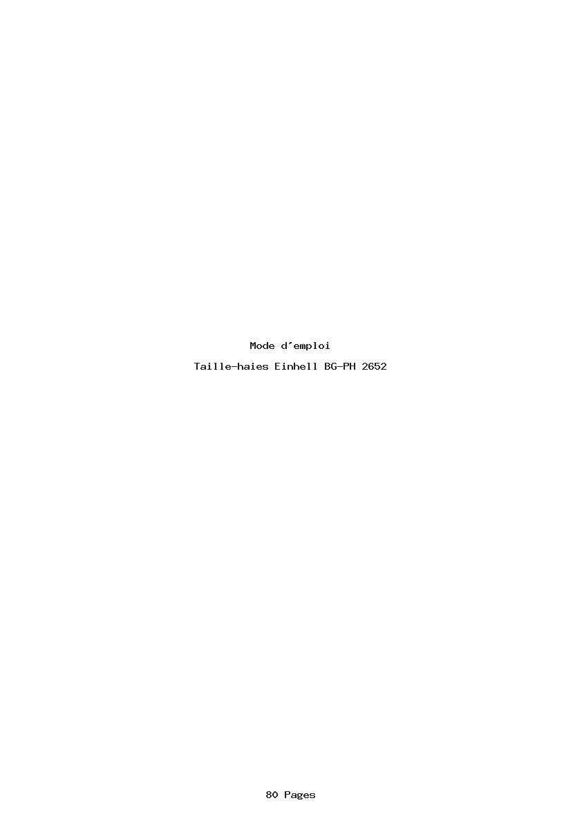 Page 1 de la notice Mode d'emploi Einhell BG-PH 2652
