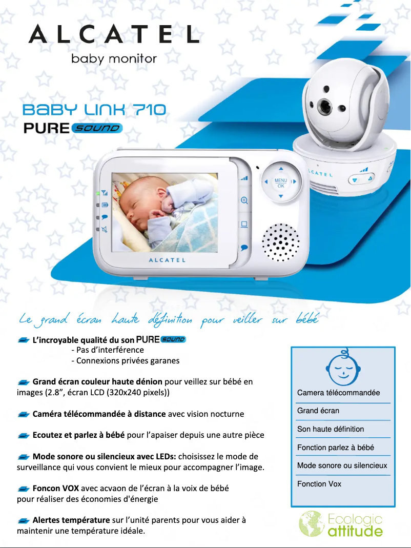 Page 1 de la notice Fiche technique Alcatel Baby Link 710