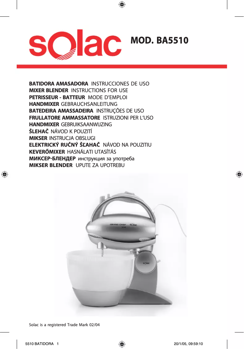 Page 1 of the manual User Manual Solac BA5510