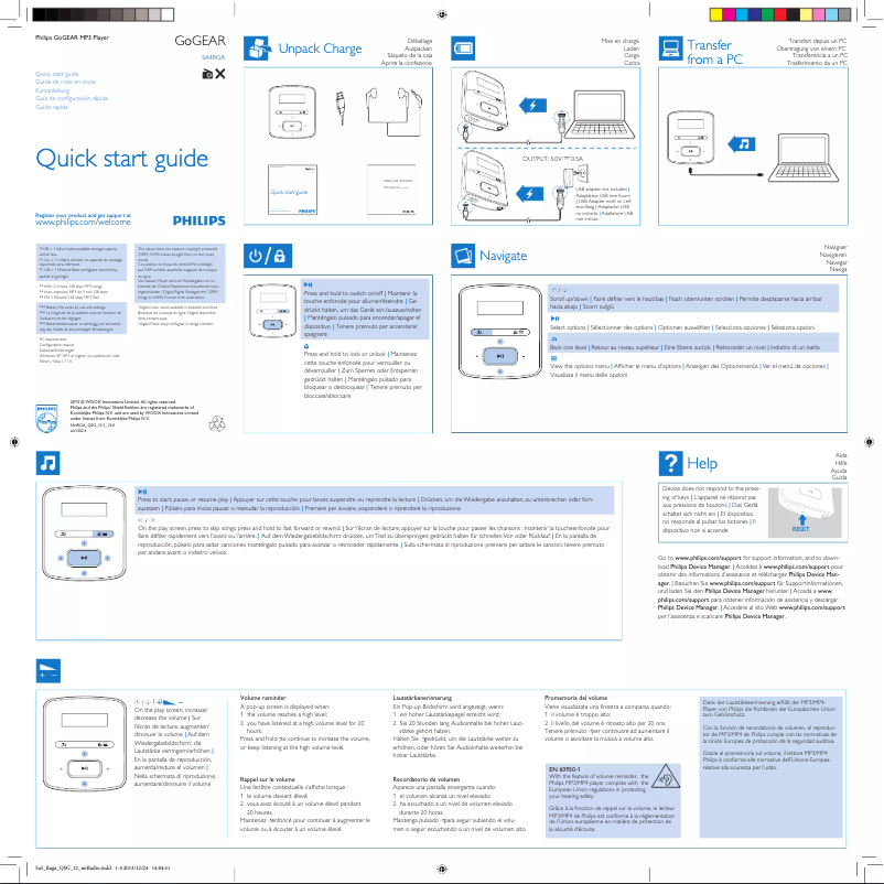 Page 1 of the manual User Manual Philips GoGear Raga SA4RGA02