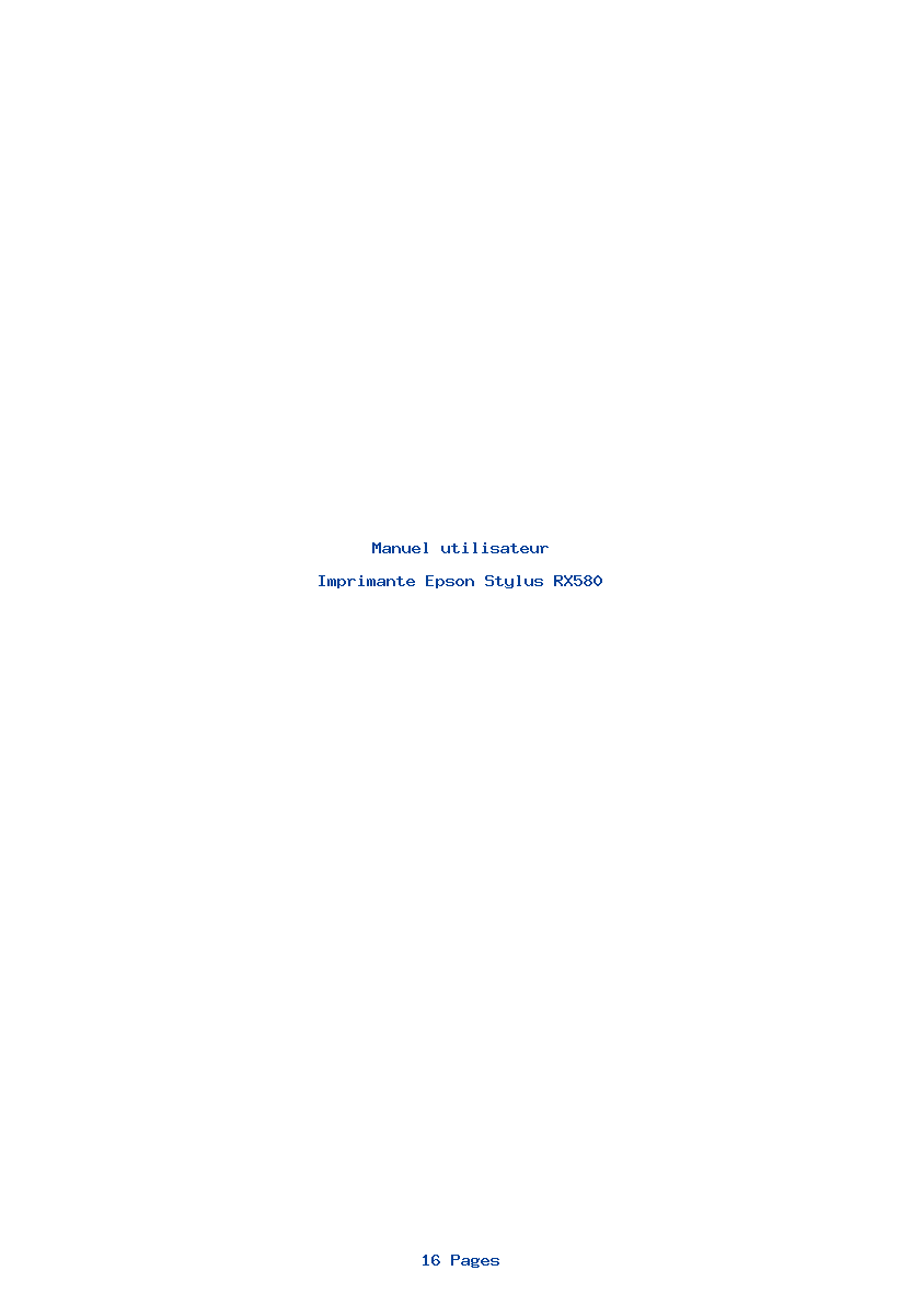 Page 1 de la notice Manuel utilisateur Epson Stylus RX580