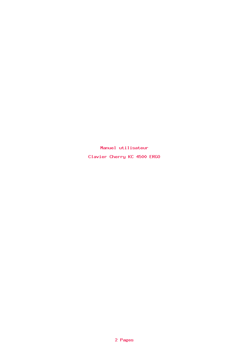 Page 1 de la notice Manuel utilisateur Cherry KC 4500 ERGO