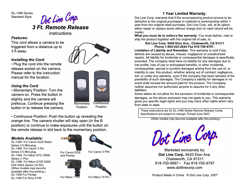 Page 1 de la notice Manuel utilisateur Dot Line DL-1492