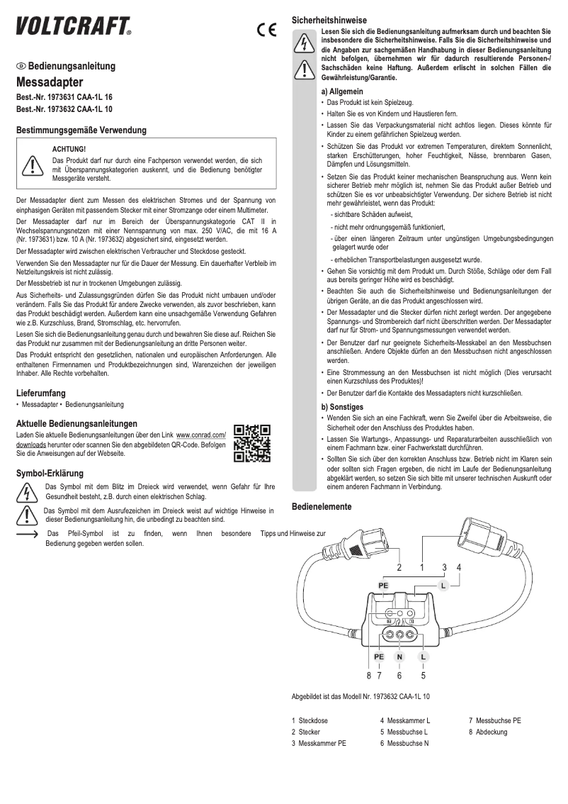 Page 1 de la notice Manuel utilisateur Voltcraft CAA-1L 16