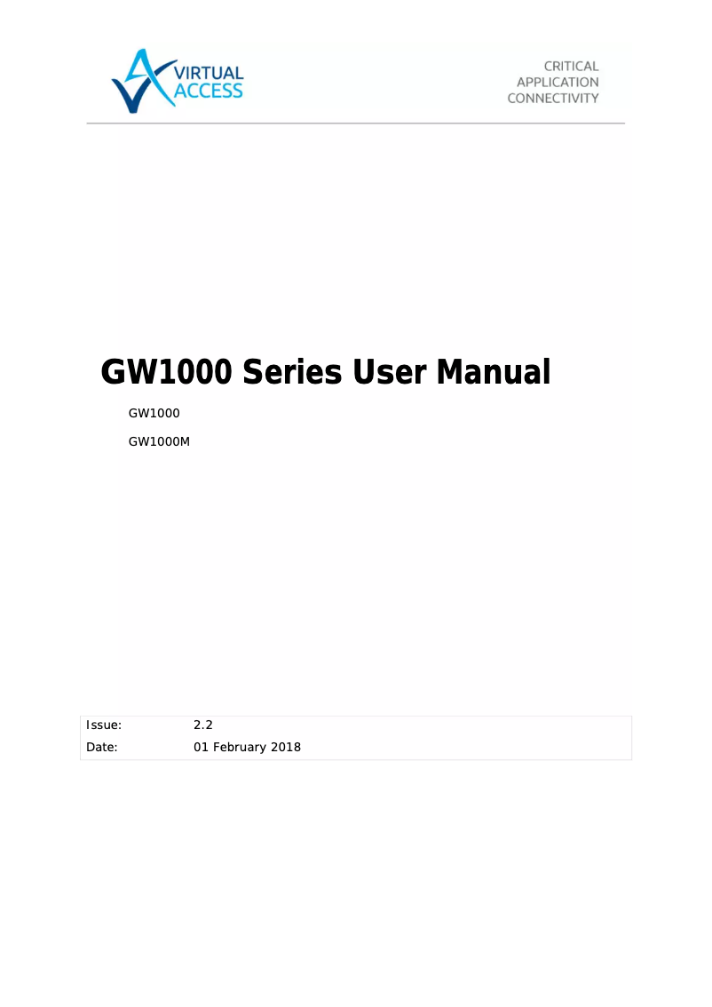 Page 1 de la notice Manuel utilisateur Virtual Access GW1000M