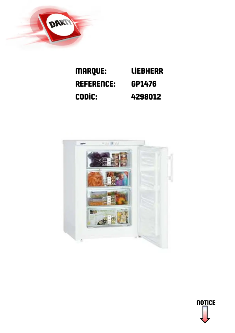 Page 1 de la notice Manuel utilisateur Liebherr GP1476