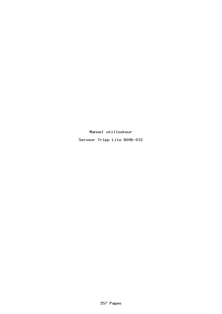 Page 1 de la notice Manuel utilisateur Tripp Lite B096-032