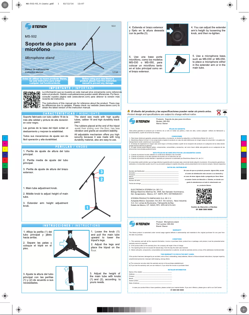 Page 1 de la notice Manuel utilisateur Steren MS-502