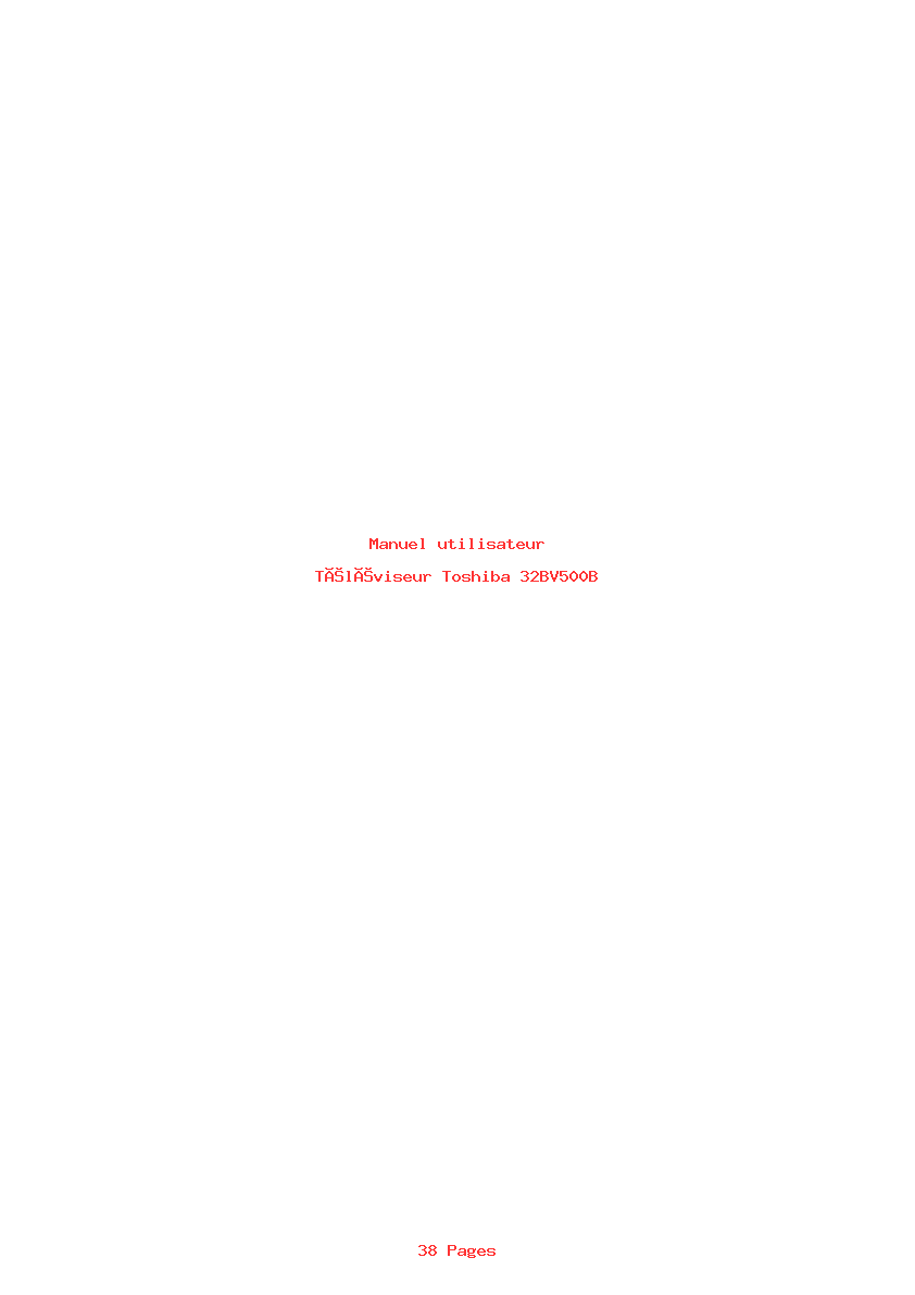 Page 1 de la notice Manuel utilisateur Toshiba 32BV500B