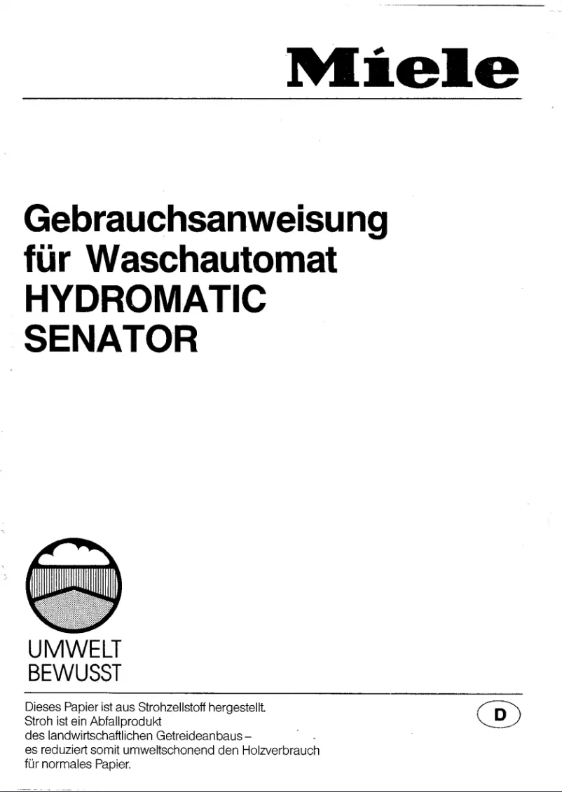 Página 1 del manual Manual de usuario Miele Hydromatic Senator