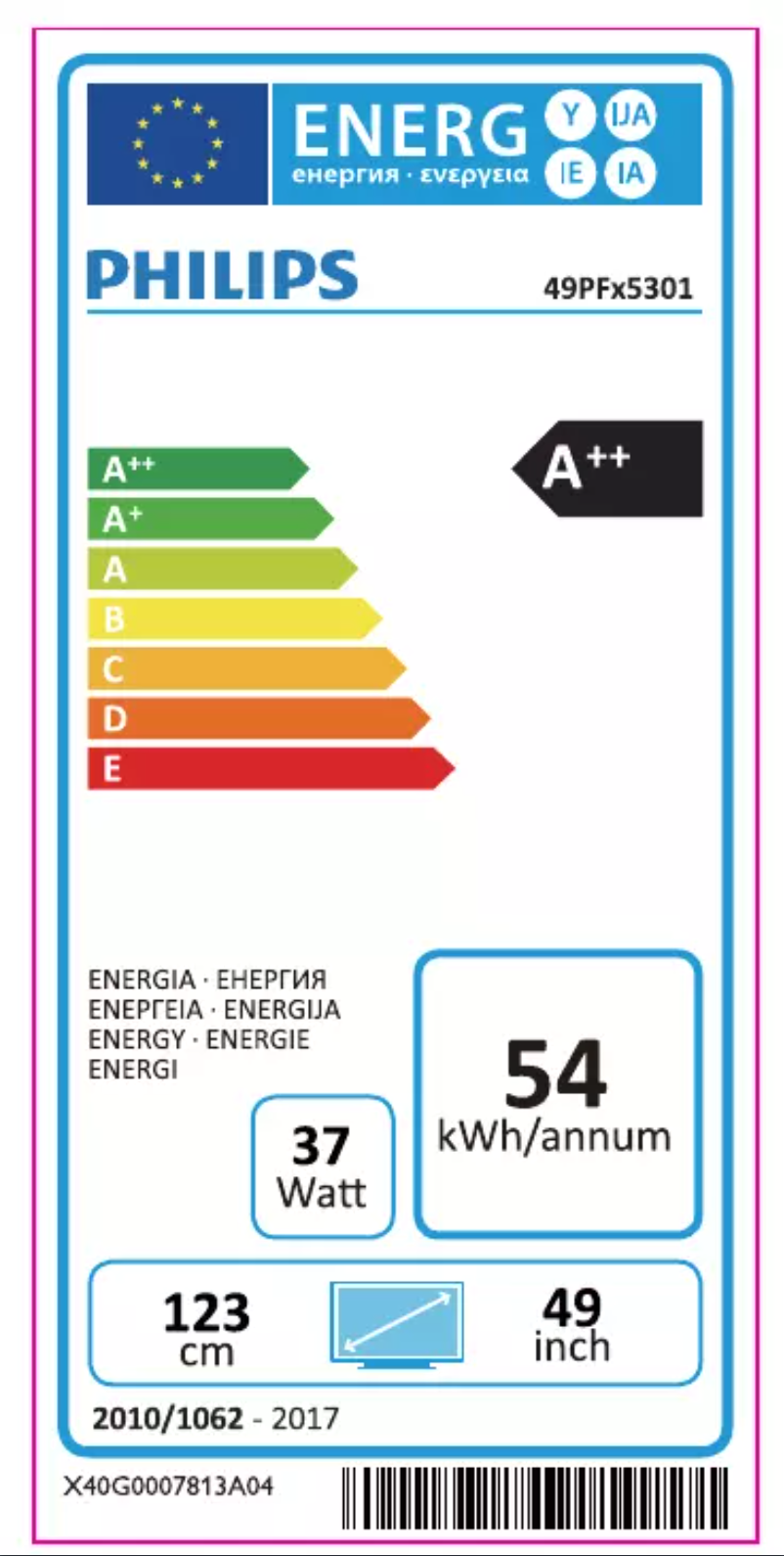 Página 1 del manual Etiqueta energética Philips 5300 series 49PFT5301