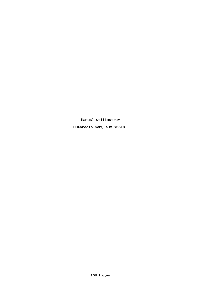 Page 1 de la notice Manuel utilisateur Sony XAV-V631BT