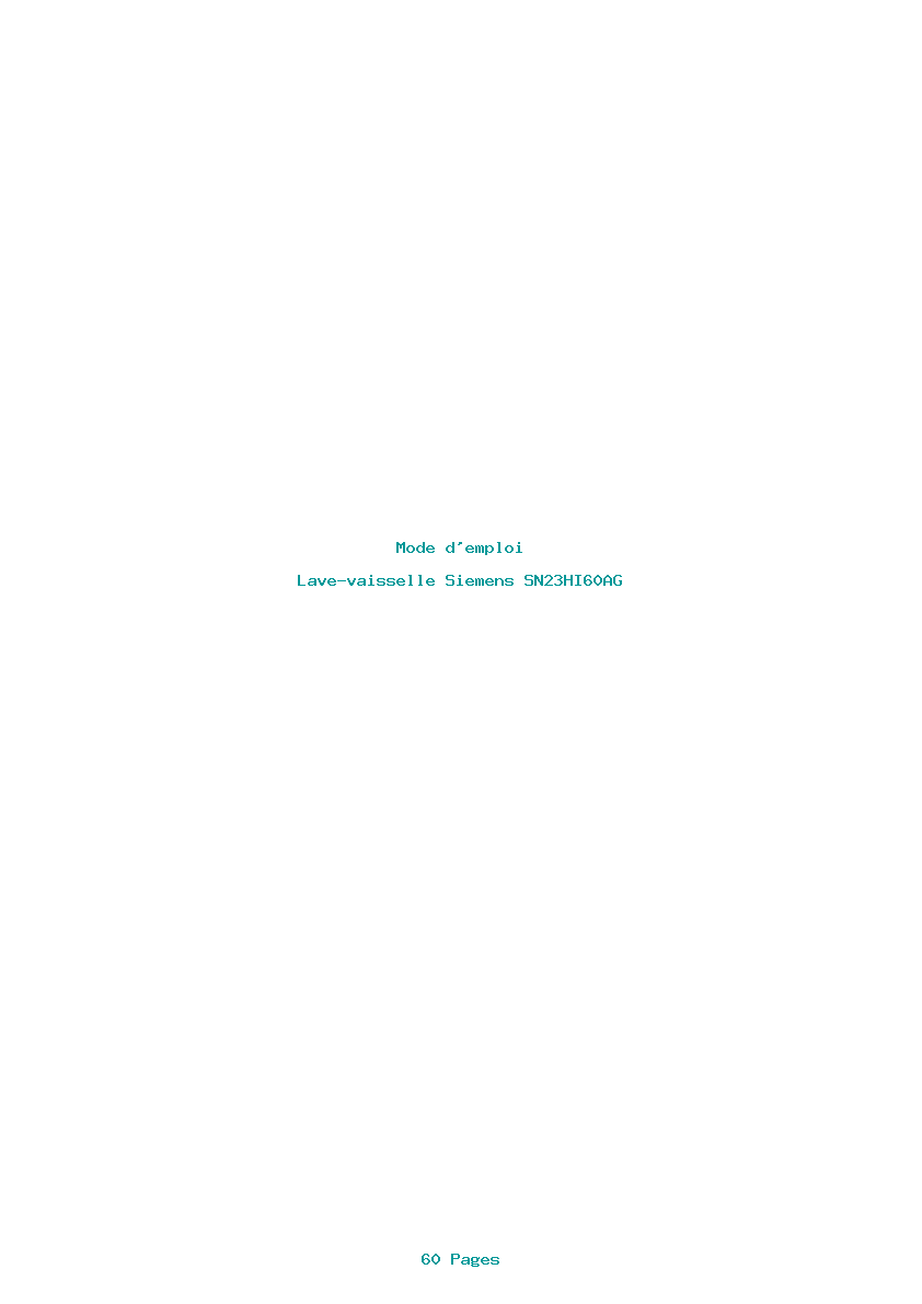 Page 1 de la notice Mode d'emploi Siemens SN23HI60AG