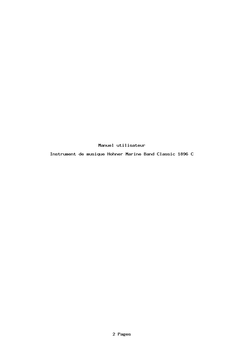 Page 1 de la notice Manuel utilisateur Hohner Marine Band Classic 1896 C