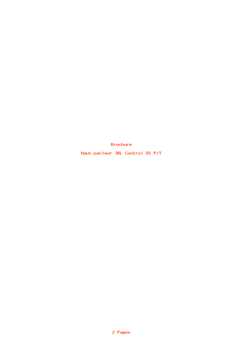 Page 1 de la notice Brochure JBL Control 65 P/T