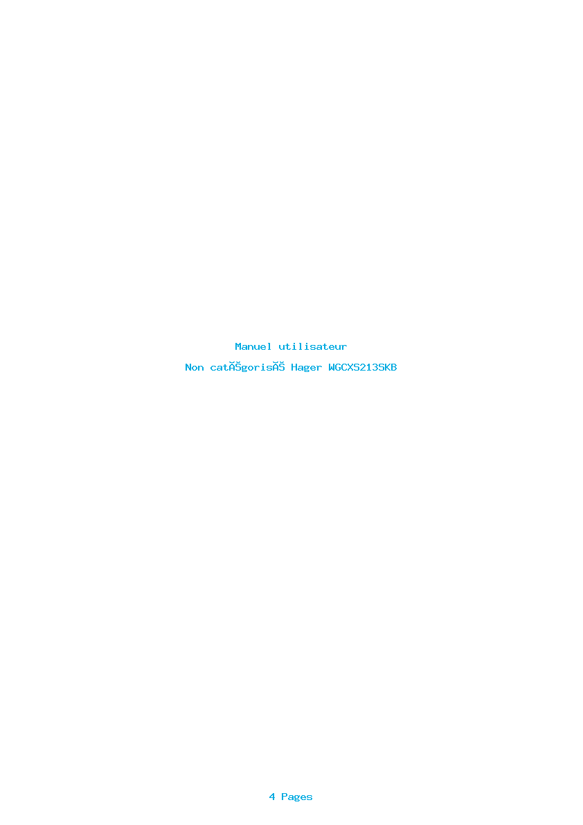 Page 1 de la notice Manuel utilisateur Hager WGCXS213SKB