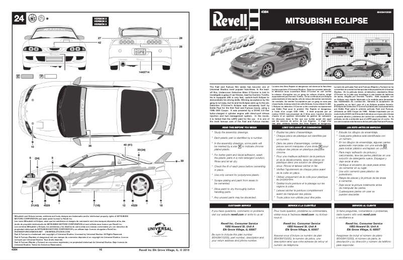 Page 1 de la notice Manuel utilisateur Revell Mitsubishi Eclipse