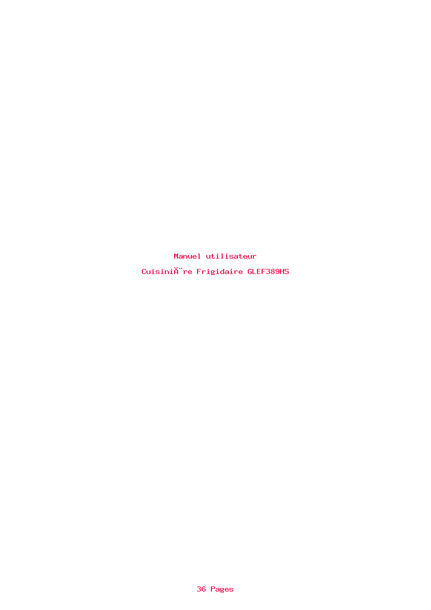 Page 1 de la notice Manuel utilisateur Frigidaire GLEF389HS