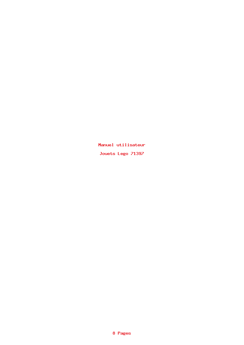 Page 1 de la notice Manuel utilisateur Lego 71397