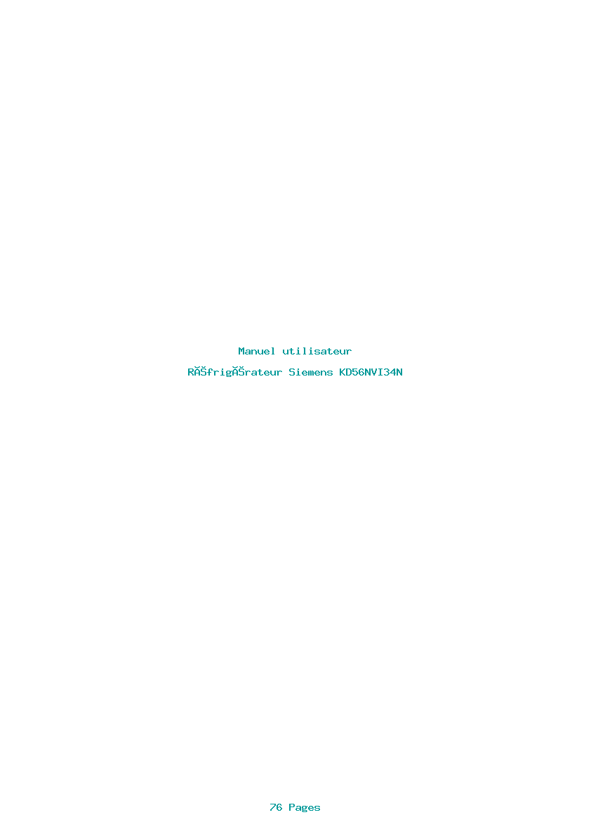 Page 1 de la notice Manuel utilisateur Siemens KD56NVI34N